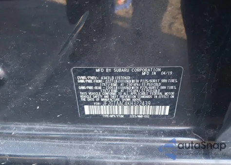 2019 Subaru Crosstrek 2.0I из США, поврежденный, VIN JF2GTAAC4KH322439